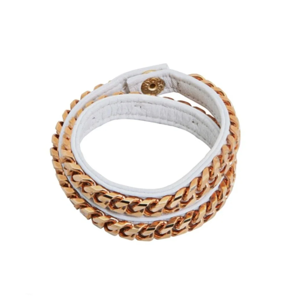 Vita Fede Leather & Chain Monaco Double Wrap Bracelet
